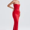 Shani Red Satin Corset Maxi Dress Shani Red Satin Corset Maxi Dress