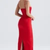 Shani Red Satin Corset Maxi Dress Shani Red Satin Corset Maxi Dress