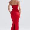 Shani Red Satin Corset Maxi Dress Shani Red Satin Corset Maxi Dress