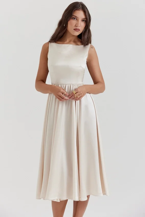 Shayla Vintage Cream Midi Dress Shayla Vintage Cream Midi Dress
