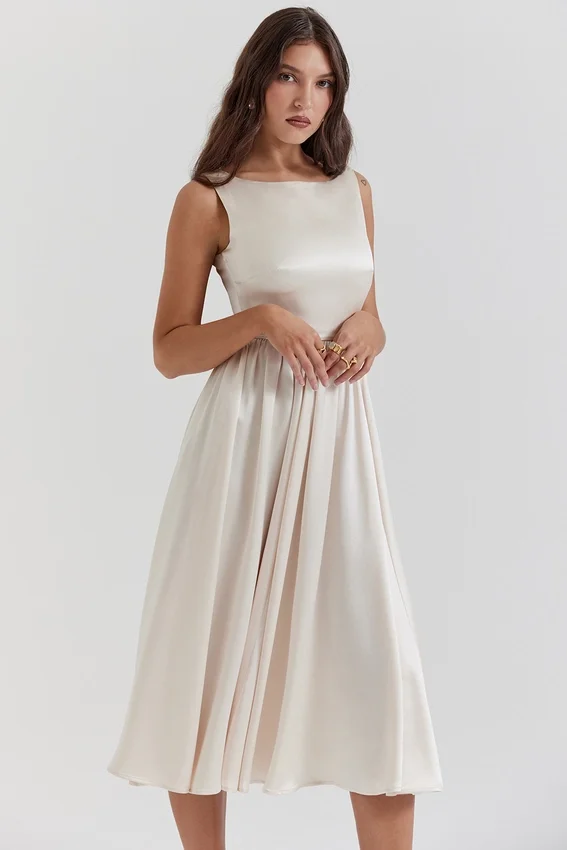 Shayla Vintage Cream Midi Dress Shayla Vintage Cream Midi Dress