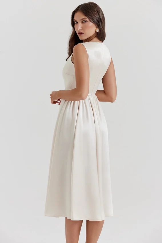 Shayla Vintage Cream Midi Dress Shayla Vintage Cream Midi Dress