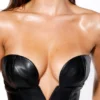 Shia Black Vegan Leather Strapless Midi Dress Shia Black Vegan Leather Strapless Midi Dress