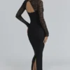 Shiloh Black Lace Long Sleeved Corset Maxi Dress Shiloh Black Lace Long Sleeved Corset Maxi Dress