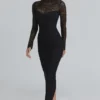 Shiloh Black Lace Long Sleeved Corset Maxi Dress Shiloh Black Lace Long Sleeved Corset Maxi Dress