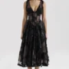 Sianna Black Embroidered Tulle Corset Midi Dress Sianna Black Embroidered Tulle Corset Midi Dress