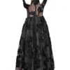 Sianna Black Embroidered Tulle Corset Midi Dress Sianna Black Embroidered Tulle Corset Midi Dress