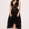 Sianna Black Embroidered Tulle Corset Midi Dress Sianna Black Embroidered Tulle Corset Midi Dress