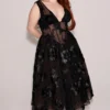 Sianna Black Embroidered Tulle Corset Midi Dress Sianna Black Embroidered Tulle Corset Midi Dress