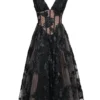 Sianna Black Embroidered Tulle Corset Midi Dress Sianna Black Embroidered Tulle Corset Midi Dress