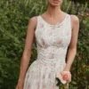 Sienna Rose Print Stretch Cotton Lace Up Midi Dress Sienna Rose Print Stretch Cotton Lace Up Midi Dress