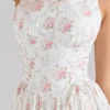 Sienna Rose Print Stretch Cotton Lace Up Midi Dress Sienna Rose Print Stretch Cotton Lace Up Midi Dress