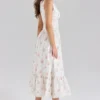 Sienna Rose Print Stretch Cotton Lace Up Midi Dress Sienna Rose Print Stretch Cotton Lace Up Midi Dress