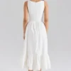 Sienna White Stretch Cotton Lace Up Midi Dress Sienna White Stretch Cotton Lace Up Midi Dress