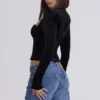 Sierra Black Velvet Deep Plunge Corset Top