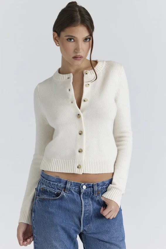 Signature Ivory Cashmere + Merino Wool Cardigan Signature Ivory Cashmere + Merino Wool Cardigan