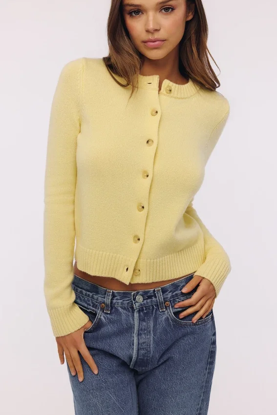 Signature Lemon Cashmere + Merino Wool Cardigan Signature Lemon Cashmere + Merino Wool Cardigan