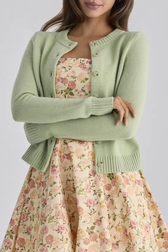 Signature Matcha Cashmere + Merino Wool Cardigan Signature Matcha Cashmere + Merino Wool Cardigan