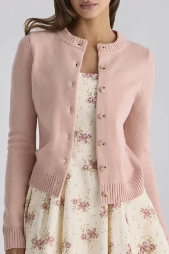 Signature Peach Cashmere + Merino Wool Cardigan