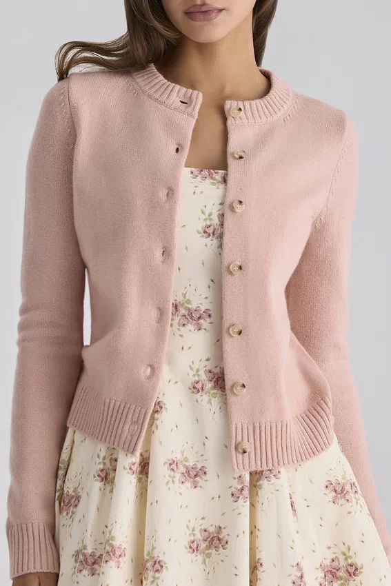 Signature Peach Cashmere + Merino Wool Cardigan Signature Peach Cashmere + Merino Wool Cardigan