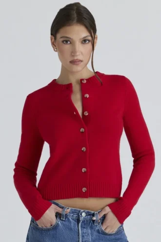 Signature Red Cashmere + Merino Wool Cardigan Signature Red Cashmere + Merino Wool Cardigan