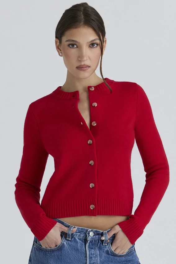 Signature Red Cashmere + Merino Wool Cardigan Signature Red Cashmere + Merino Wool Cardigan