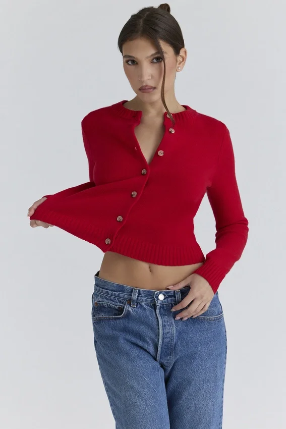 Signature Red Cashmere + Merino Wool Cardigan Signature Red Cashmere + Merino Wool Cardigan