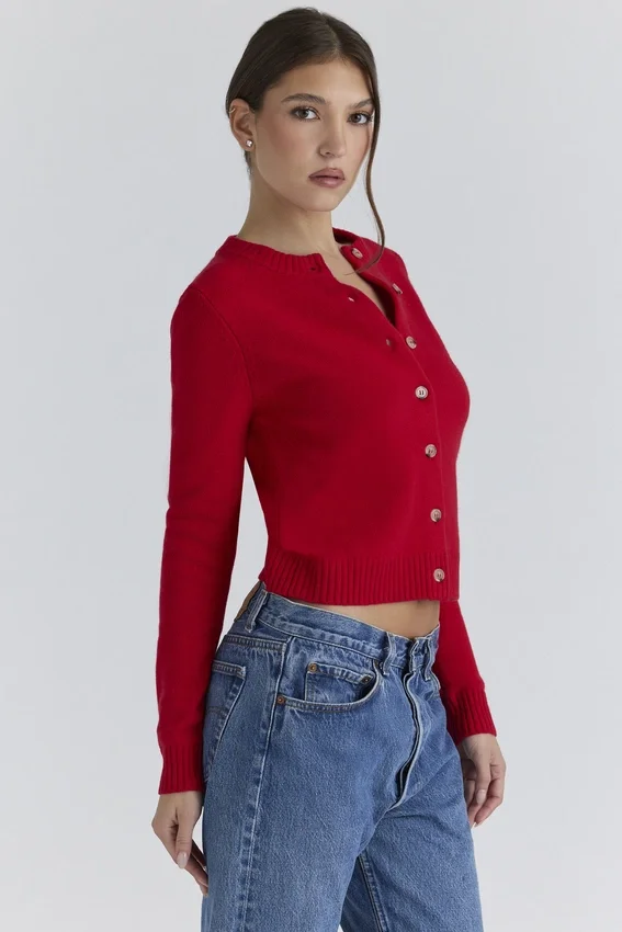 Signature Red Cashmere + Merino Wool Cardigan Signature Red Cashmere + Merino Wool Cardigan