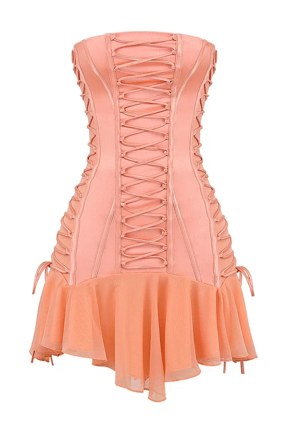 Sirena Sorbet Satin Strapless Mini Dress Sirena Sorbet Satin Strapless Mini Dress