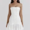 Sirena White Strapless Lace Up Mini Dress Sirena White Strapless Lace Up Mini Dress