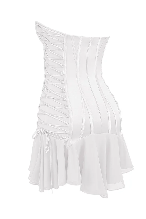 Sirena White Strapless Lace Up Mini Dress Sirena White Strapless Lace Up Mini Dress
