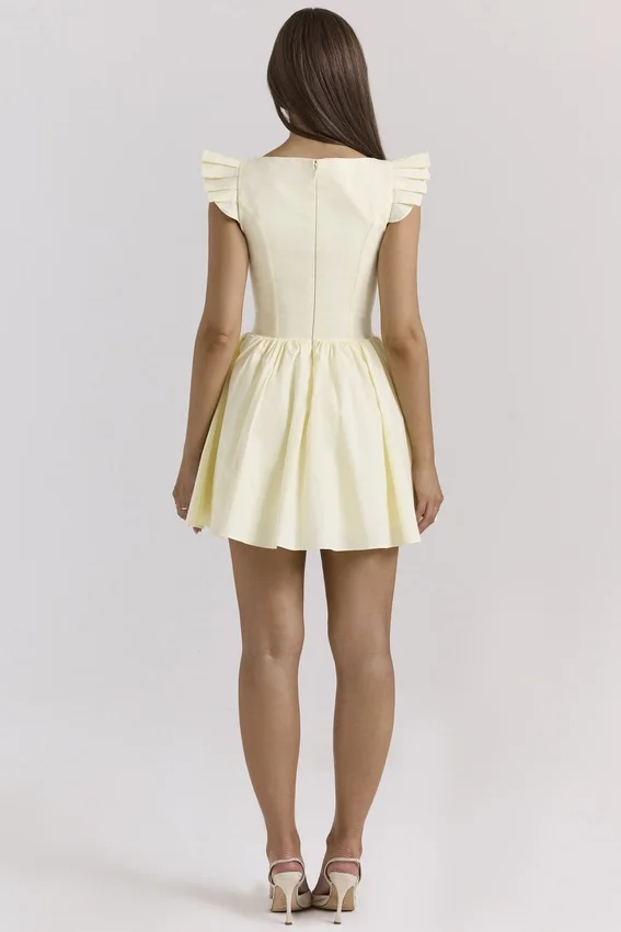Sisi Lemon Cotton Embroidered Mini Dress Sisi Lemon Cotton Embroidered Mini Dress