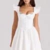 Sisi White Cotton Embroidered Mini Dress Sisi White Cotton Embroidered Mini Dress