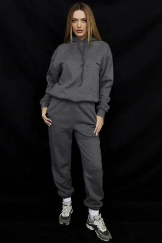 Sky Dark Grey Fleece Back Jogging Trousers