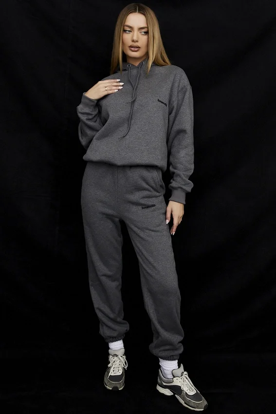 Halo Dark Grey Cotton Fleece-Back Oversized Hoodie Halo Dark Grey Cotton Fleece-Back Oversized Hoodie