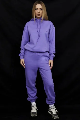 Sky Purple Fleece Back Jogging Trousers