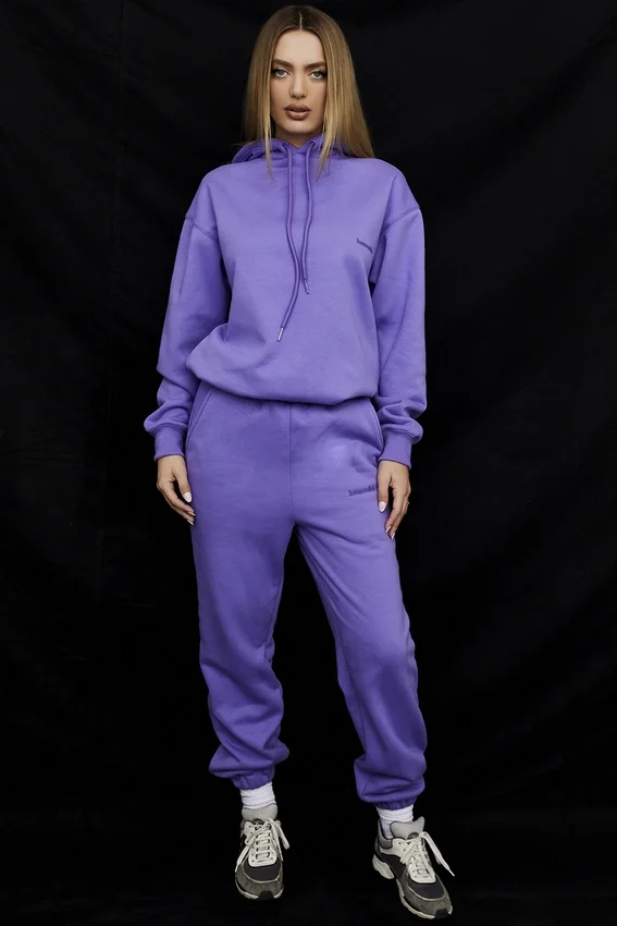Halo Purple Cotton Fleece-Back Oversized Hoodie Halo Purple Cotton Fleece-Back Oversized Hoodie
