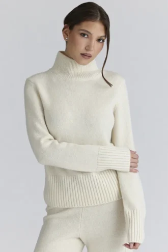 Skye Ivory Merino Wool Roll Neck Sweater Skye Ivory Merino Wool Roll Neck Sweater