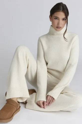 Skye Ivory Merino Wool Roll Neck Sweater Skye Ivory Merino Wool Roll Neck Sweater