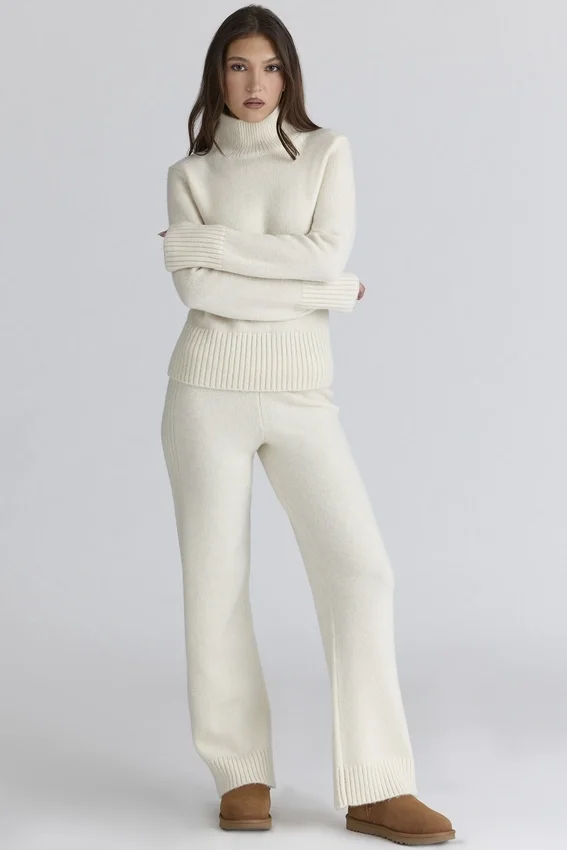 Skye Ivory Merino Wool Roll Neck Sweater Skye Ivory Merino Wool Roll Neck Sweater