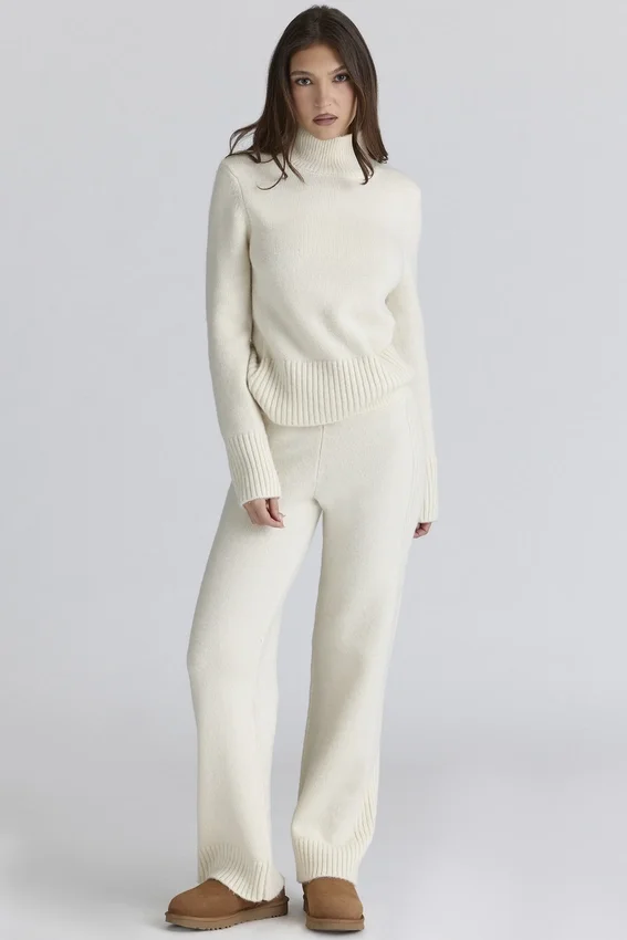 Skye Ivory Merino Wool Roll Neck Sweater Skye Ivory Merino Wool Roll Neck Sweater