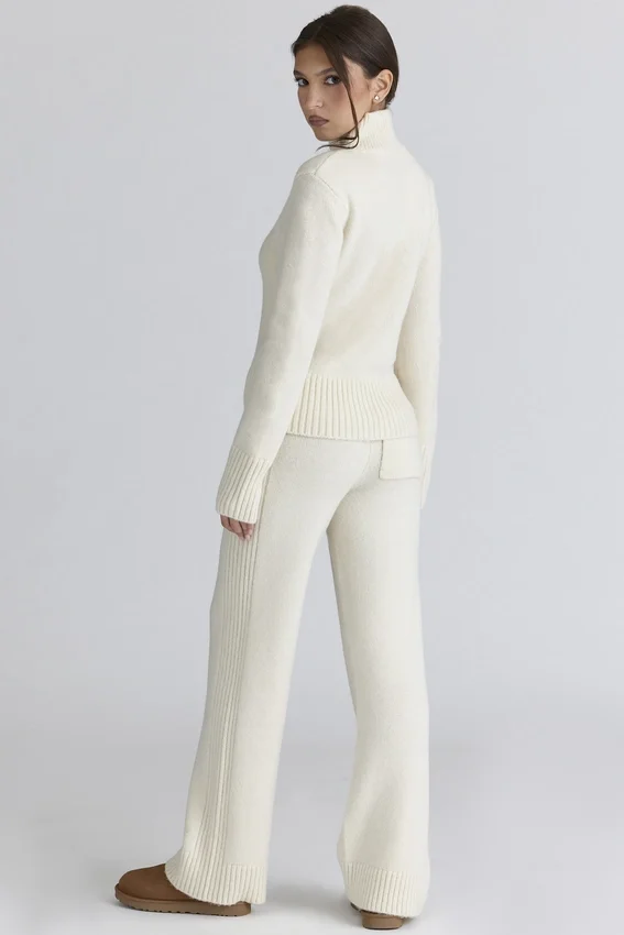 Skye Ivory Merino Wool Roll Neck Sweater Skye Ivory Merino Wool Roll Neck Sweater