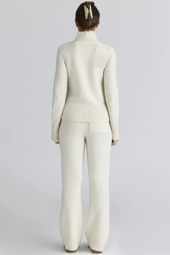 Skye Ivory Merino Wool Roll Neck Sweater Skye Ivory Merino Wool Roll Neck Sweater