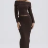 Sloane Chocolate Soft Cotton Boucle Maxi Skirt
