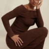 Saffron Chocolate Soft Boucle Knit Top Saffron Chocolate Soft Boucle Knit Top