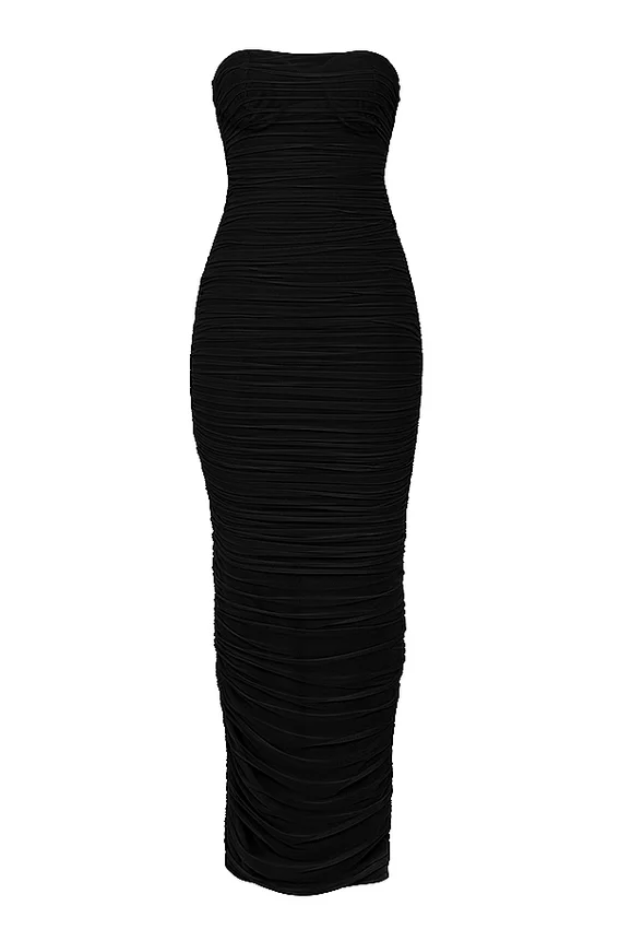 Sofia Black Mesh Strapless Maxi Dress Sofia Black Mesh Strapless Maxi Dress
