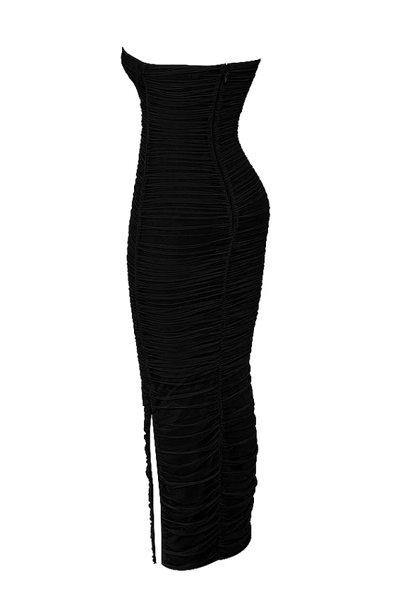 Sofia Black Mesh Strapless Maxi Dress Sofia Black Mesh Strapless Maxi Dress