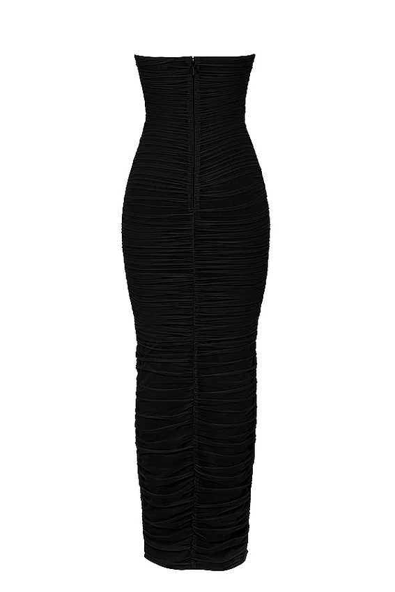 Sofia Black Mesh Strapless Maxi Dress Sofia Black Mesh Strapless Maxi Dress