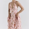 Solada English Vintage Rose Print Georgette Halter Sundress Solada English Vintage Rose Print Georgette Halter Sundress
