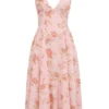 Solada English Vintage Rose Print Georgette Halter Sundress Solada English Vintage Rose Print Georgette Halter Sundress